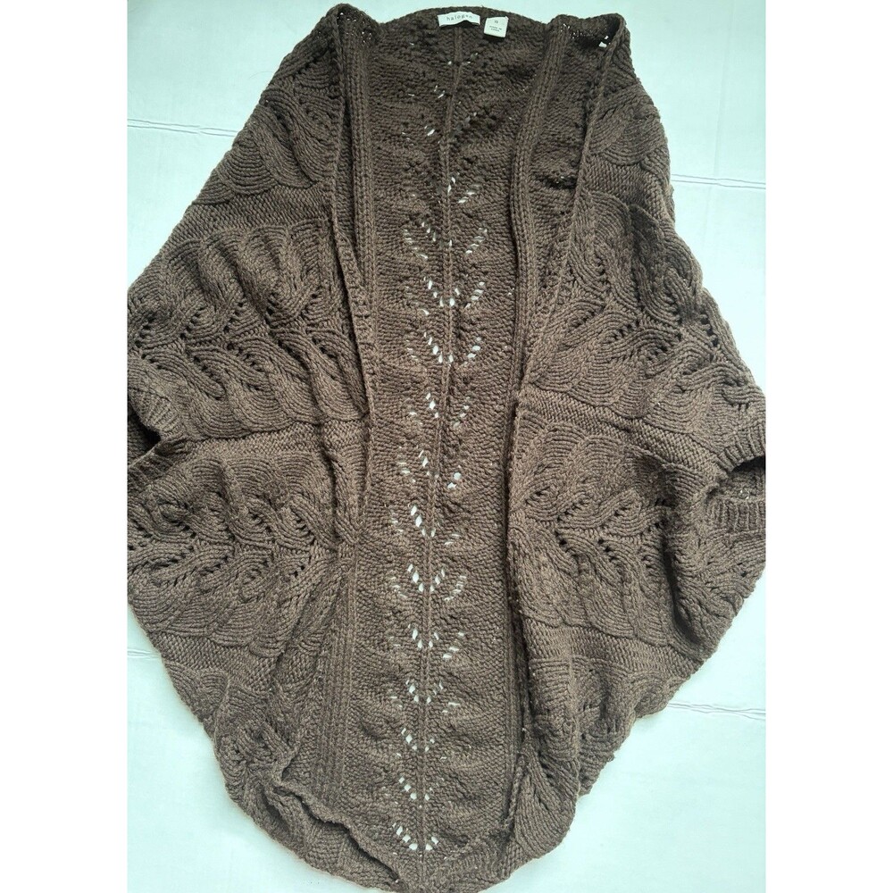 Halogen Women's One Size Brown Chunky Cable Knit Open Front Cocoon Shrug